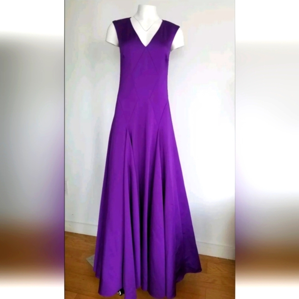Ralph Lauren Purple Label Dress Halter Satin Maxi Gown Size 6 Small NEW - Picture 2 of 6